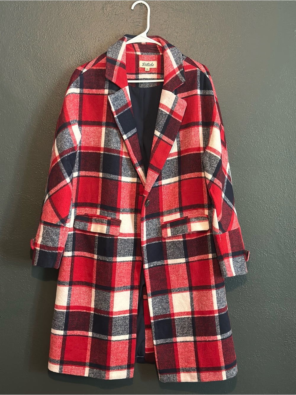 NWOT Listicle Red Plaid Trench Coat